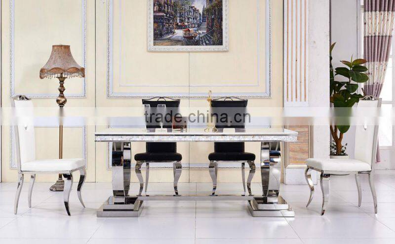 Metal cultured marble dining table marble living room furniture