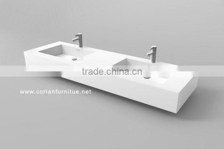 red corian made big size wall hung bathroom basin