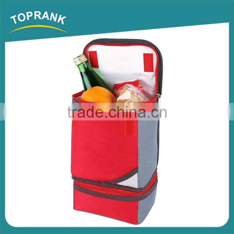 Custom color small two layer thermal lunch box bag, tote kids insulated lunch bag