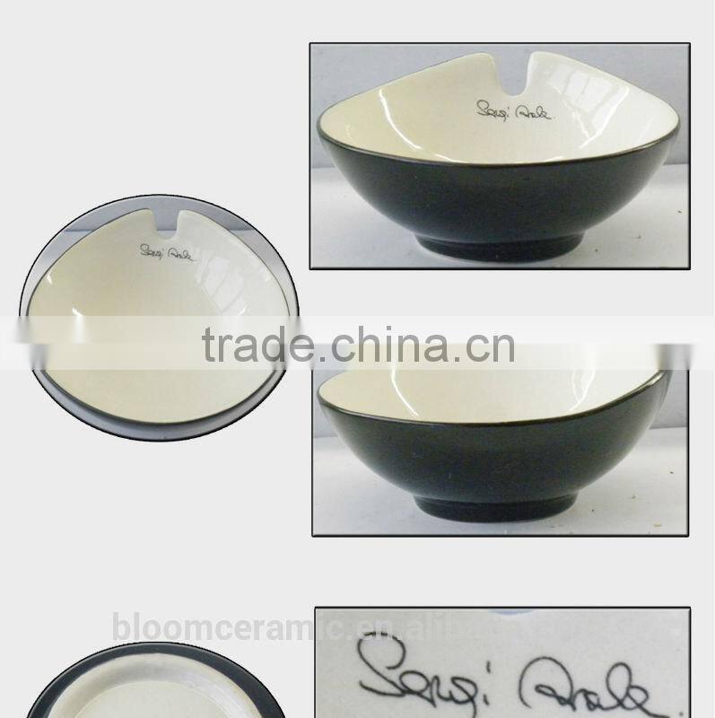 colorful bloom ceramic black cereal bowl