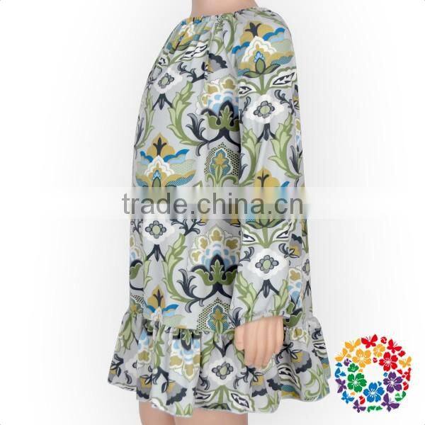 Wholesale Children Long Sleeve Ruffle Print Brushed Faric Organic Baby Clothes