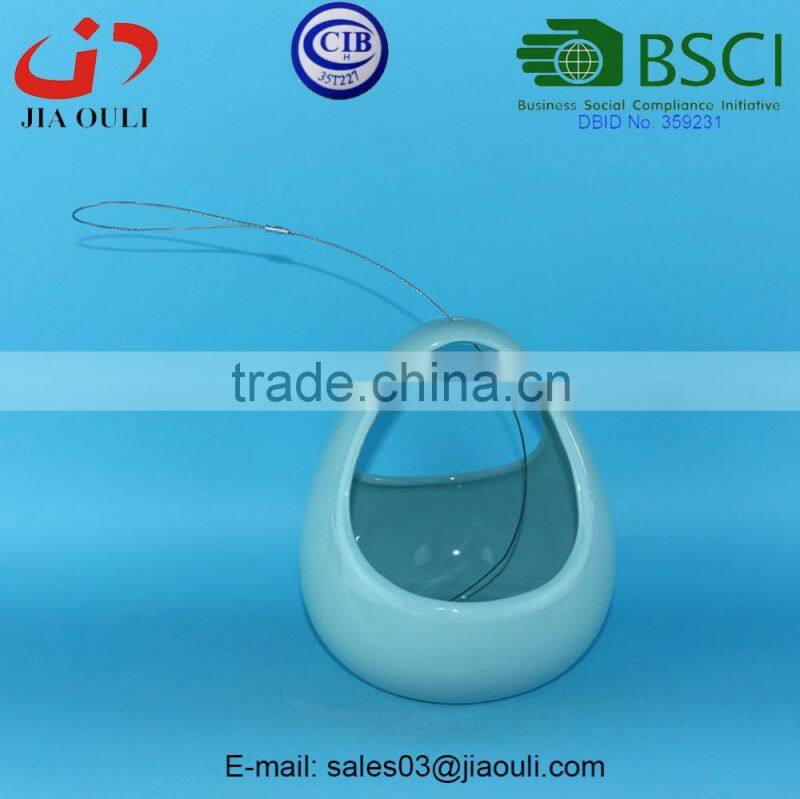 BSCI Audit Factory hot sales EASTER decorations ceramic egg basket planter, hanging plant pot