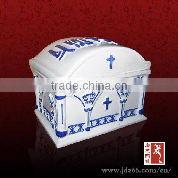 Blue and white porcelain high quality hand painted ceramic funeral prices for sale