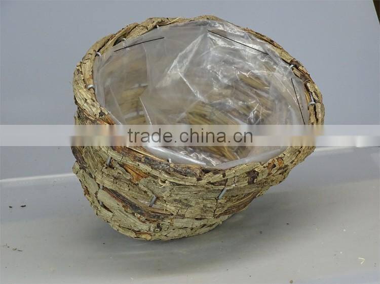 Bark woven oval flowerbox