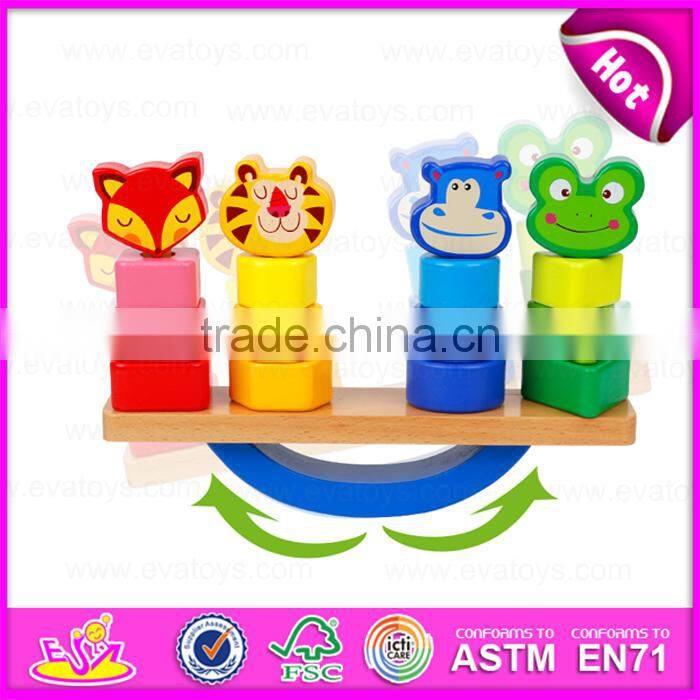 Cute squirrel balance beam educational wooden balance blocks toy for kids W13D091