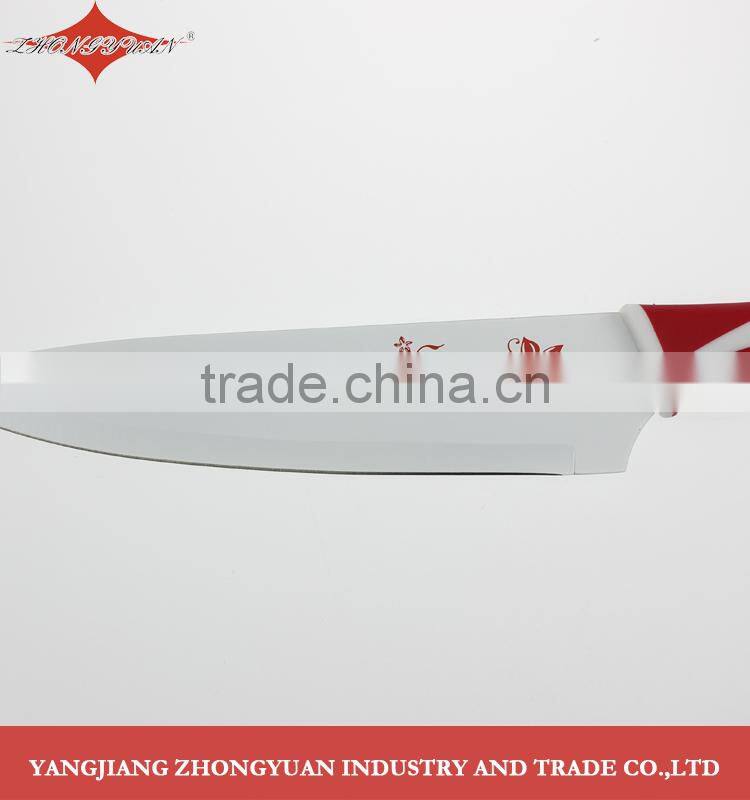 5 pcs set of non-stick coated/colorful flower printing kitchen knives