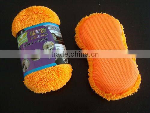 Short Chenille Wash Sponge with Mesh