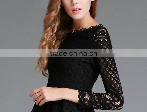 2016 Spring Women Lace Hollow Out Long Dresses Bohemian Femme Sexy Slim Party Dress Vestido