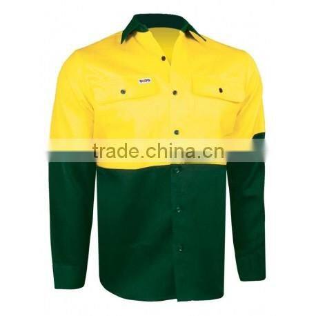 Factory custom Short Sleeves cotton safety shirts Fluorescent Hi Vis Work Shirts