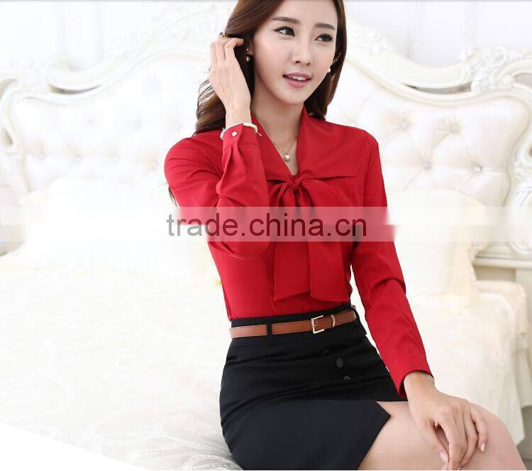 custom fashion long sleeve ladies office blouses and shirts