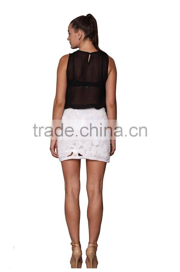 Ladies Beaded and Sequin Chiffon Short Skirt