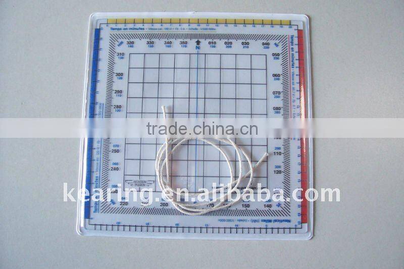 Kearing, flexible plastic square protractor, transparent 1mm thickness plastic square plotter for pilot training #KPP-4