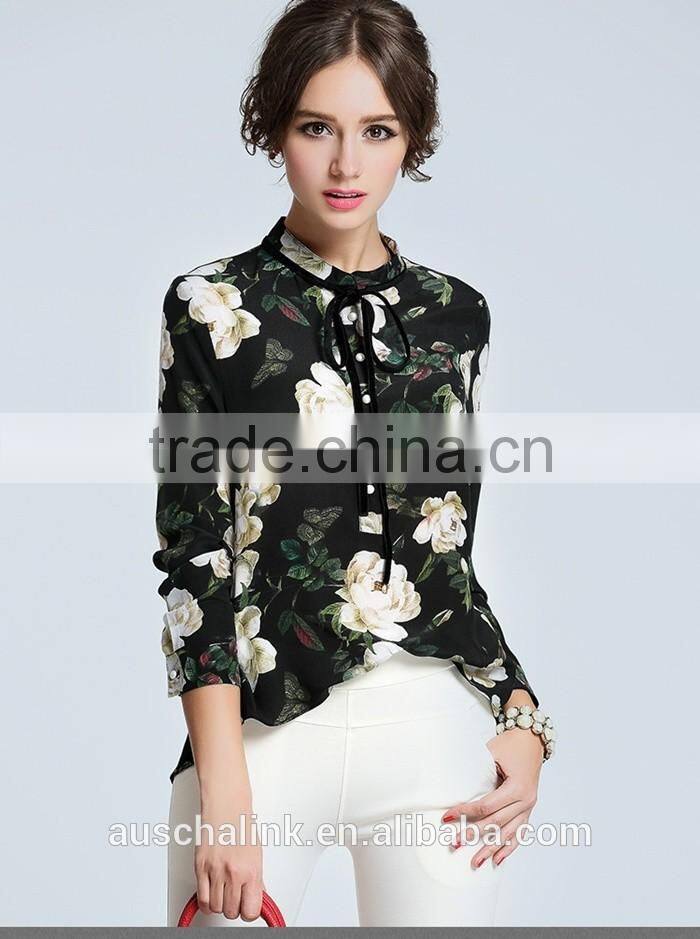 best selling summer elegant design floral print shirts for women