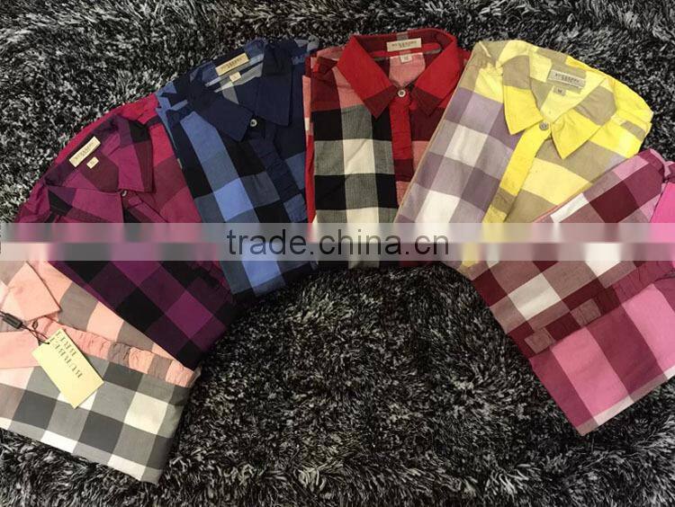 customized ladies shirt in Plus Size Shirt women fashion plaid shirt