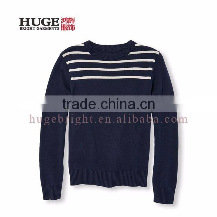 Stripes At Shoulder yoke 100% Cotton Sweater Children