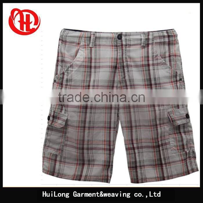 wholesale short pants plus size washed plaid men's shorts