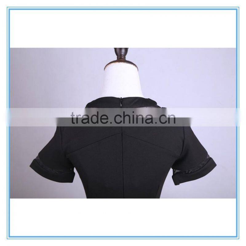 2016New Arrival Ladies Western Dress Designs Skater Short Umbrella Dress With Mesh Insert