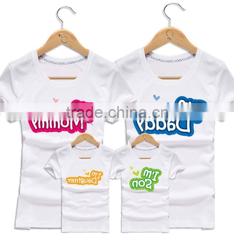 Custom made funny printed 100% cotton parent-child t shirts short sleeve family matching tee shirts