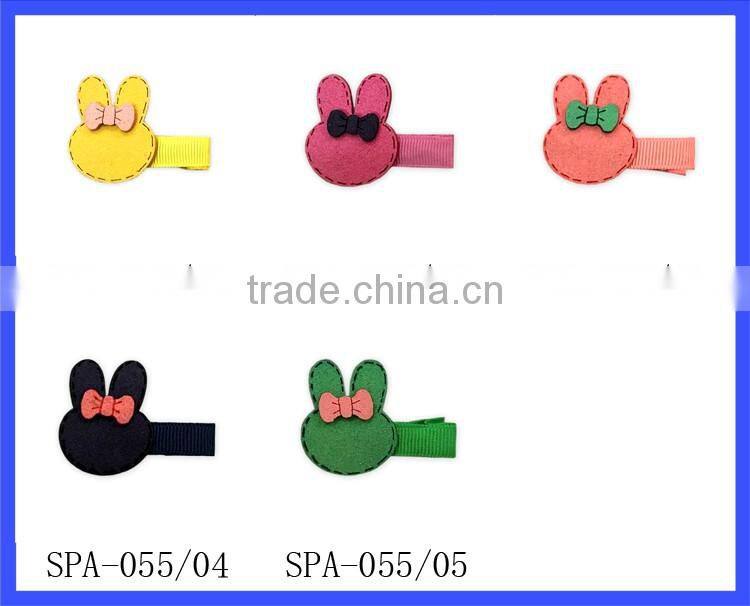 SPA052-5 Lovebaby Yiwu Cheap Solid Color With Small Bow Rabbit Clips Girls Wear