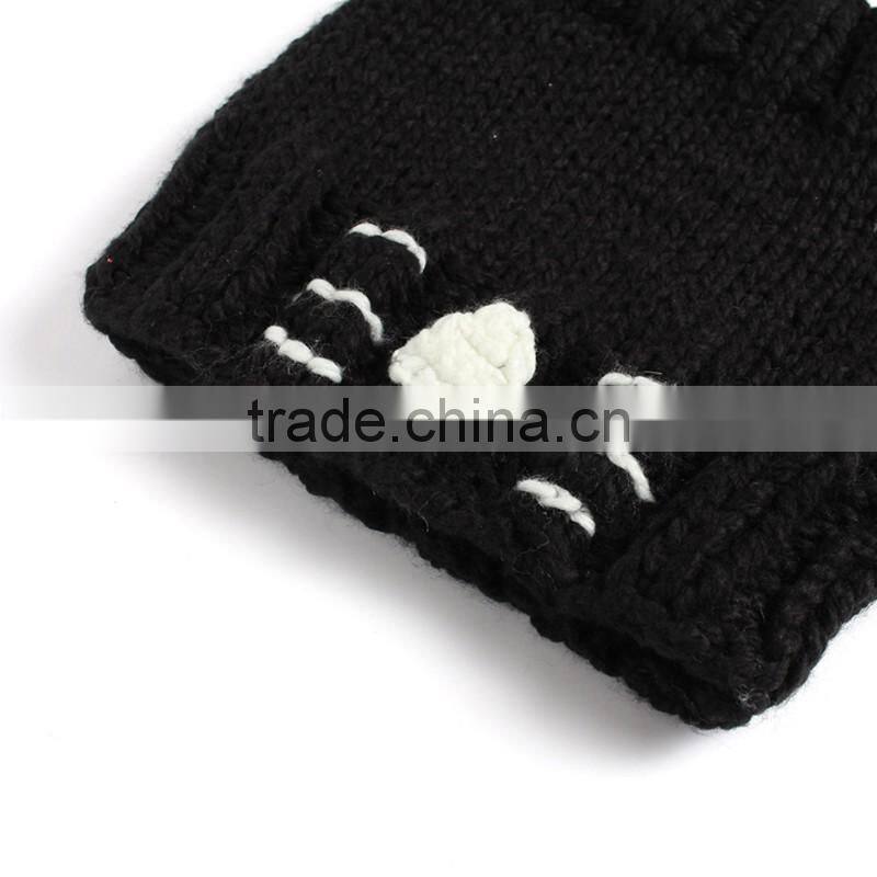 Hotsale Newborn Baby Crochet Knit Costume baby photo props Black Cat and Scarf 2pcs sets