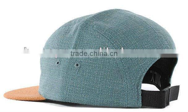 Linen crown suede brim canva custom fitted linen 5 panel cap