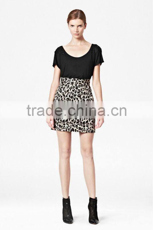 Beading Embellished Rayon Knit Jersey Top