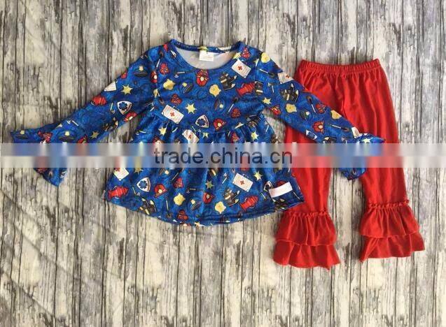 wholesale sleeve doughnut tunic matching ruffle pants set baby girl fall winter boutique outfits