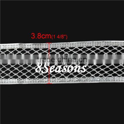 Silvery Fabric Hollow Satin Ribbon For Christmas Decoration 3.8cm
