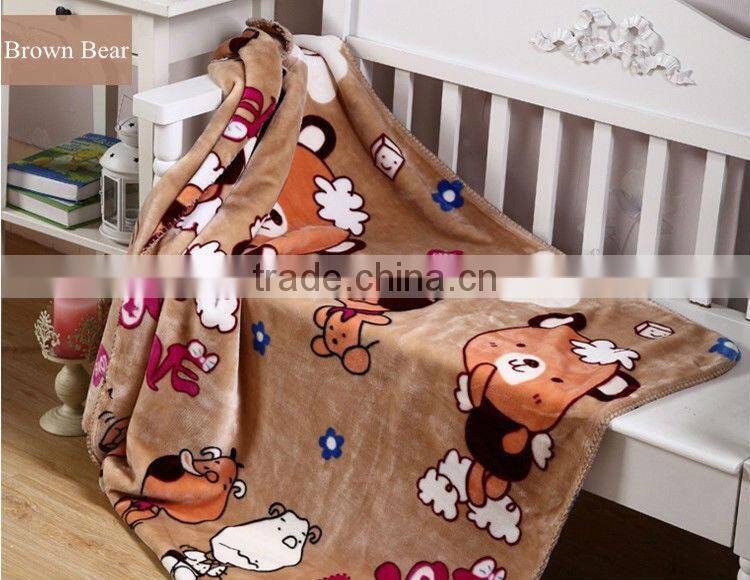 Hot Sale Brown Bear Printed Cartoon Flannel Fleece Baby Blanket/Baby Stroller Blanket
