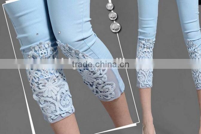 Lace crochet set auger China hand embroidered female new fertilizer increased the leggings yards 7 minutes of pants