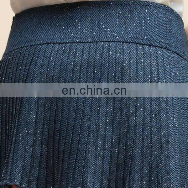 pleated short winter denim pleated skirt