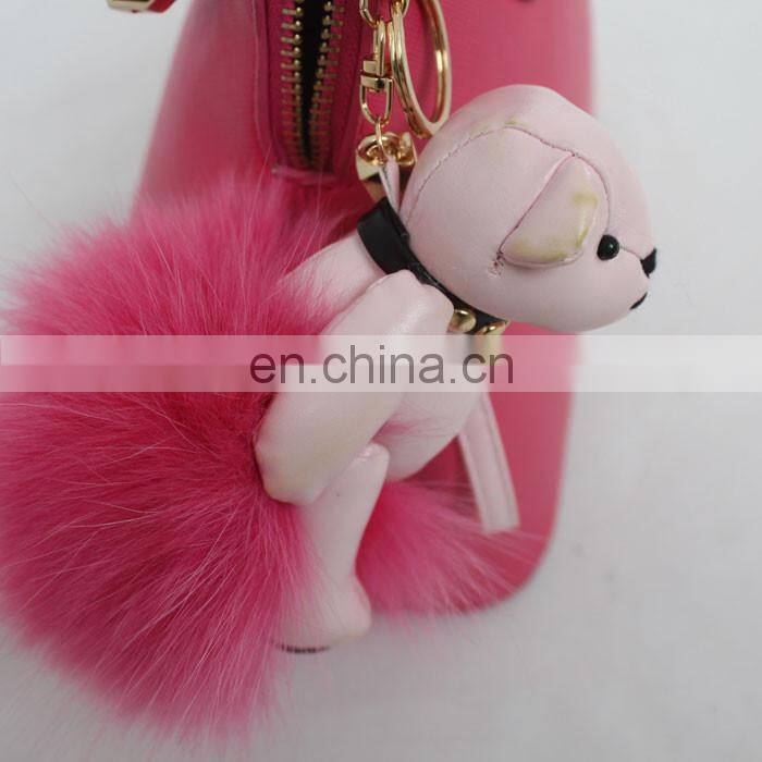 Latest Style Teddy Bear Fox Fur Ball Keychain Handbag Charms