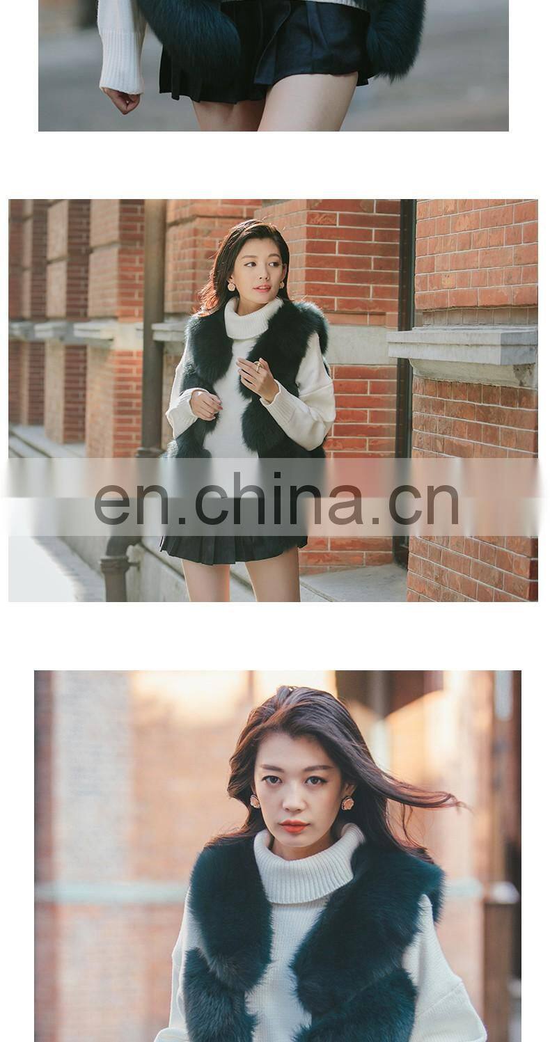 2016 Hot Selling Real Fox Fur Vest Women Natural Fur Vest Cute Spell Fox Fur Vest