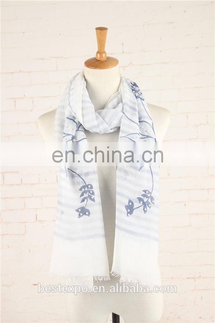 wholesale new design women customized shawl viscose pearl scarf
