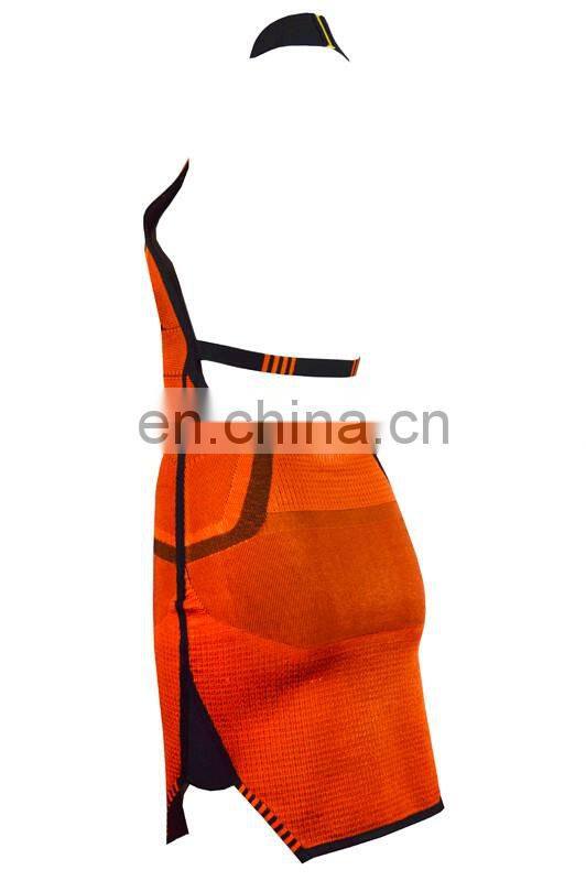 2017 latest orange sleeveless halter backless jacquard weave mini bandage dress for birthday party