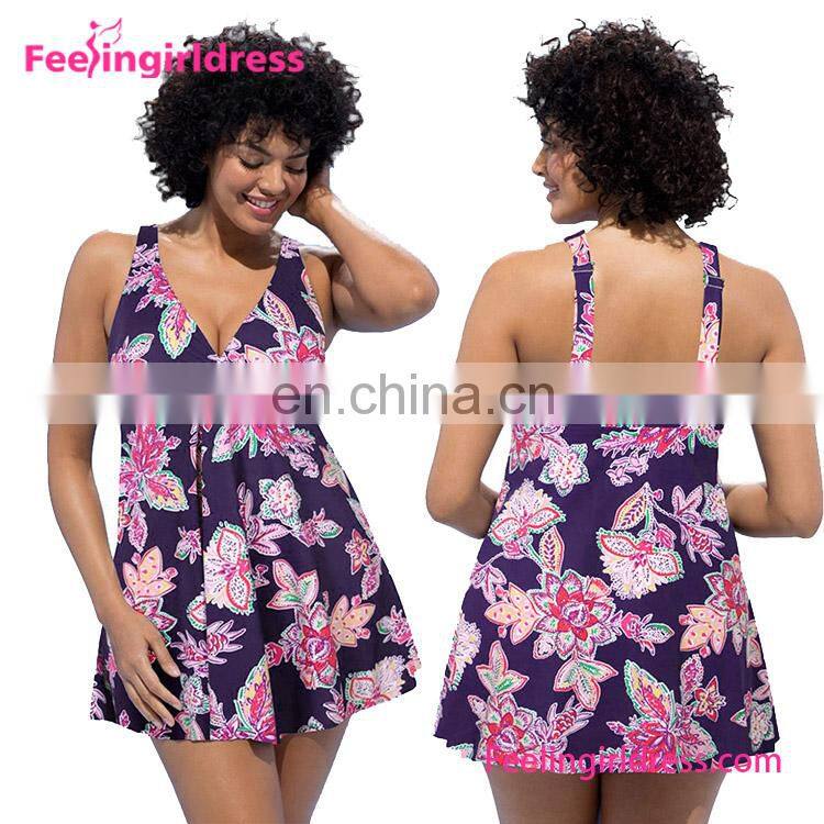 New Design Printing V Neck Wholesale One Piece Bathing Suit