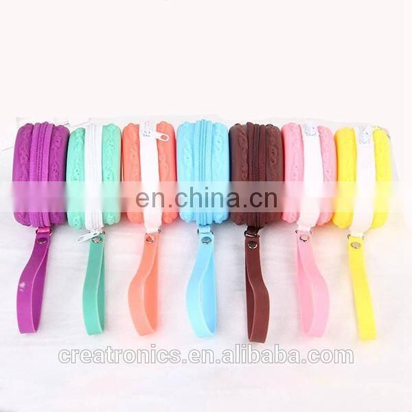 CR proffesional sales team cheap fancy earphone bag lovely round shape blue bulk wholesale silicone coin purse