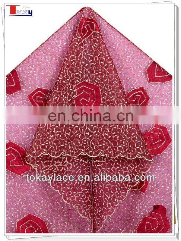 swiss embroidery African double organza lace with velvet