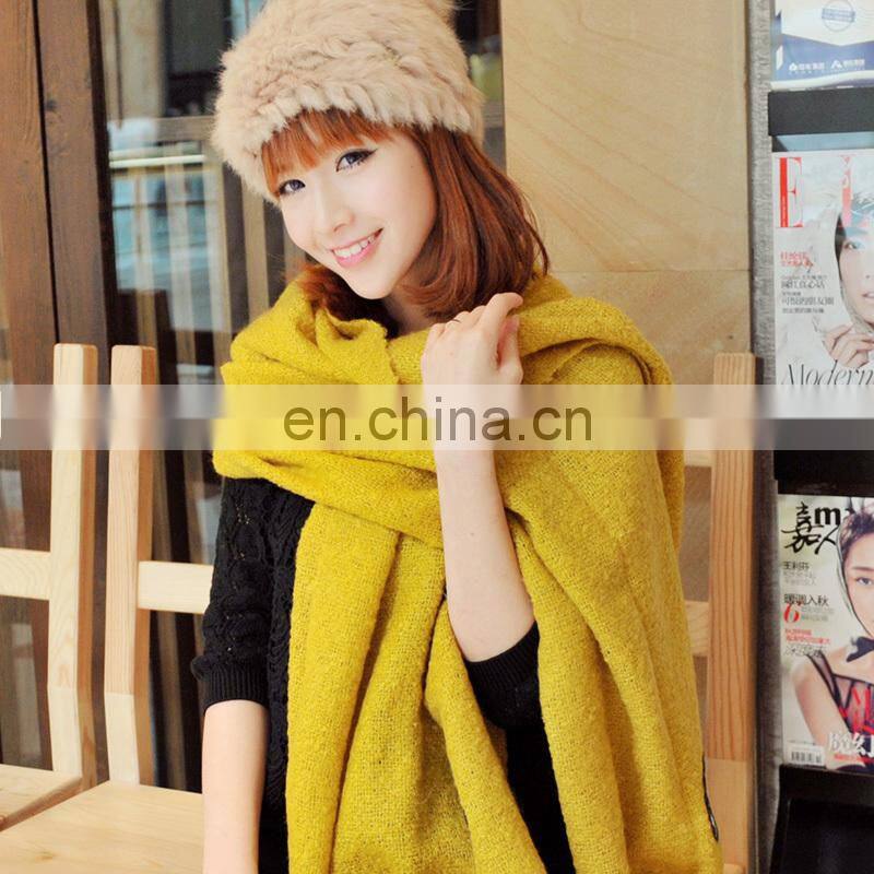 Young lady's scarf winter 100%acrylic shawl warm yellow