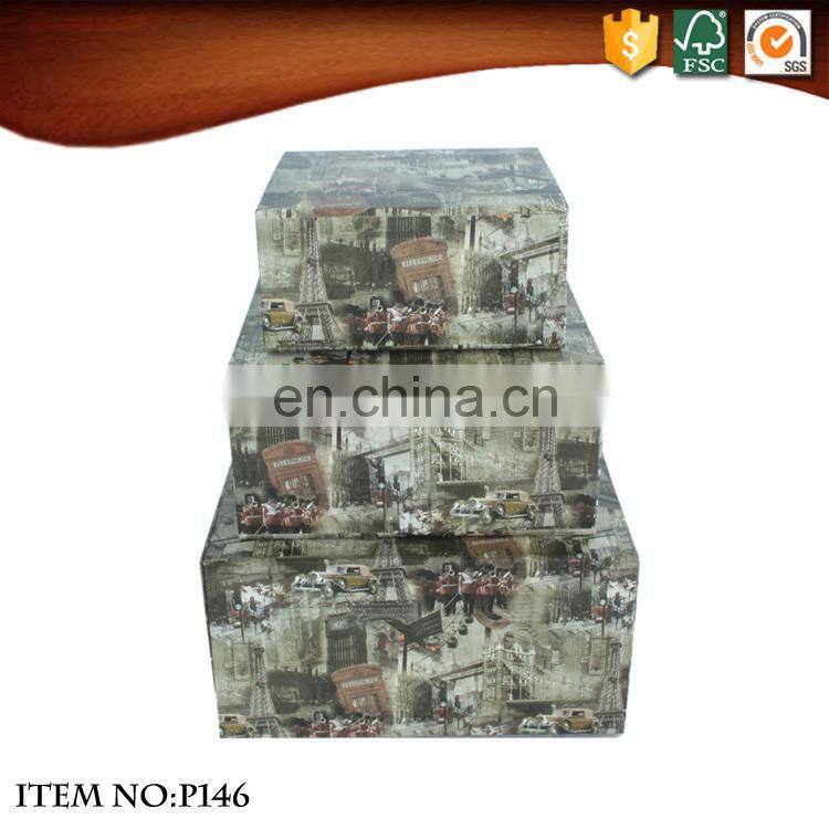 Square Paper Foldable Storage Box with Lids