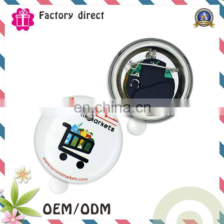 direct manufacturer round shape metal material safe pin light up Badges