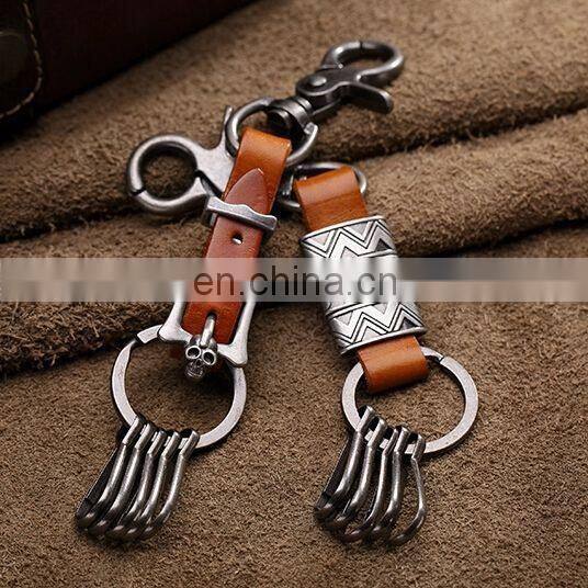 2015 NEW DESIGN RETRO VINTAGE RIVET LEATHER KEYCHAINS