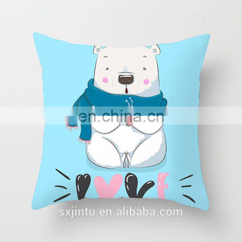 Custom cute Printed pillow Cartoon Animal Linen/Cottton Linen Pillow cover