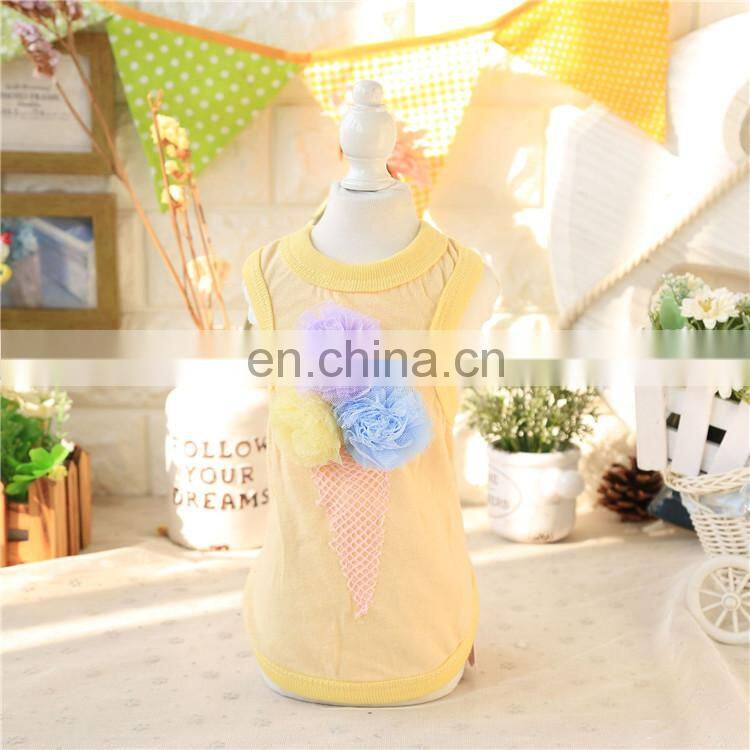 Wholesale big flowers pet clothes tank top dog shirts summer