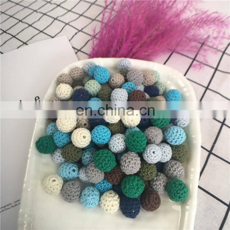 Organic Cotton Handmade 16 mm Teething Crochet Wooden Beads