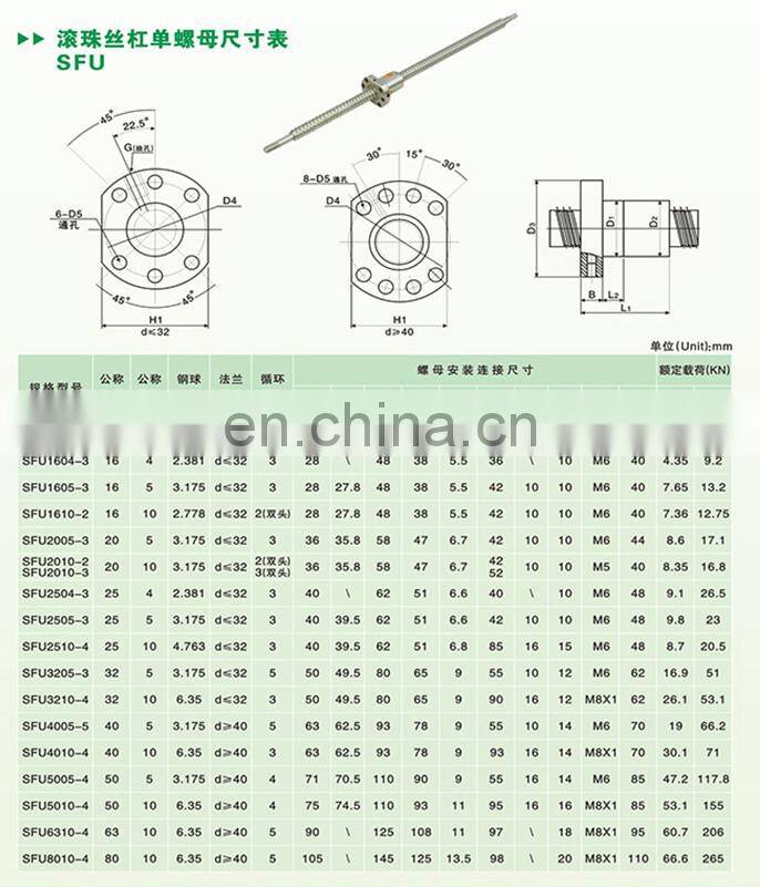 Ball screw Bearing SFU2504 25mm Nut CNC Machinery Parts China Factory Bearing
