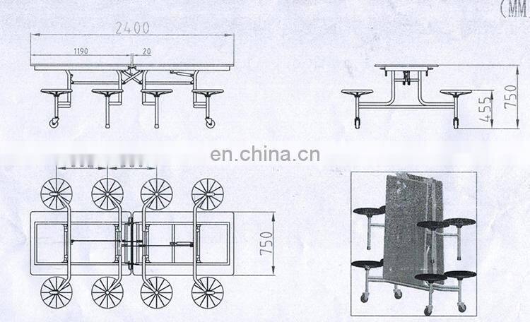 Folding University MDF Cafeteria mobile Canteen School student Dining Table