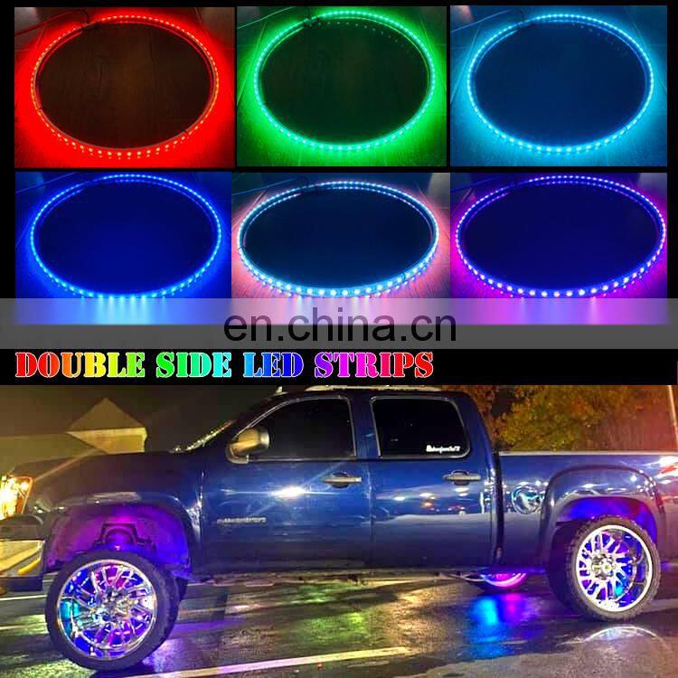 15.5inch APP Control Dream Chasing Flow Double Row Led Wheel Ring Lights Car Tire Lights