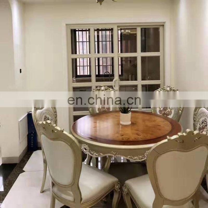 High quality european antique wooden round dinning table set 6 chairs