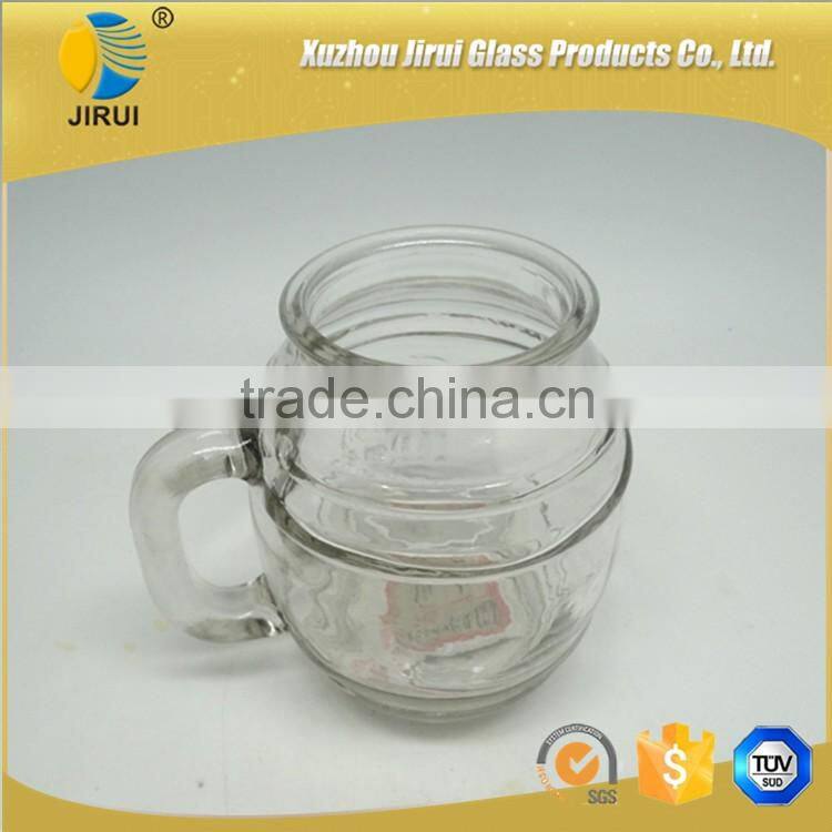 480ml round glass jar with handling for beer drinking